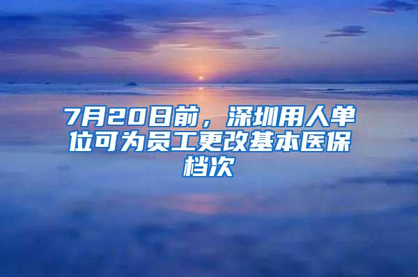 7月20日前，深圳用人单位可为员工更改基本医保档次