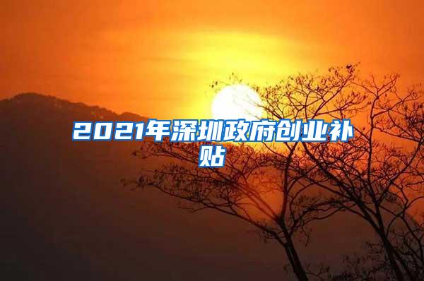 2021年深圳政府创业补贴