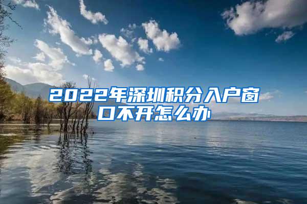 2022年深圳积分入户窗口不开怎么办