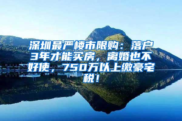深圳最严楼市限购：落户3年才能买房，离婚也不好使，750万以上缴豪宅税！